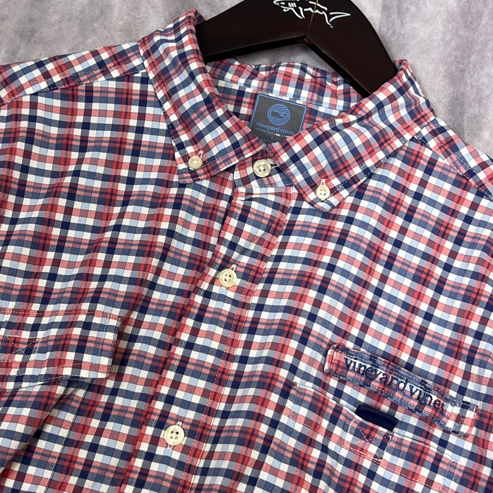 Vineyard Vines Harbor Shirt Mens Large Plaid Performance Long Sleeve Button Down
